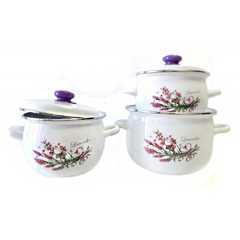 Набір каструль Idilia №926 Букет лаванди 39725 - Сірий/М’ятний