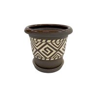 Горщик керамічний КООП Пальмовка Ромб Коричневий 14 см 0104