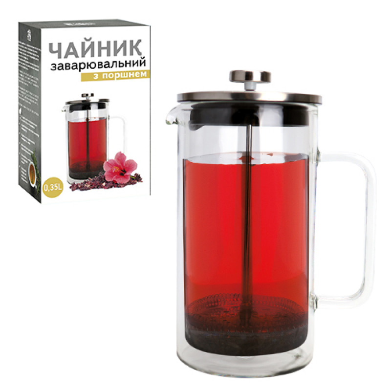 Френч-прес SNT з борсилікатного склата подвійною стінкою 350 мл 9154 - Фісташковий