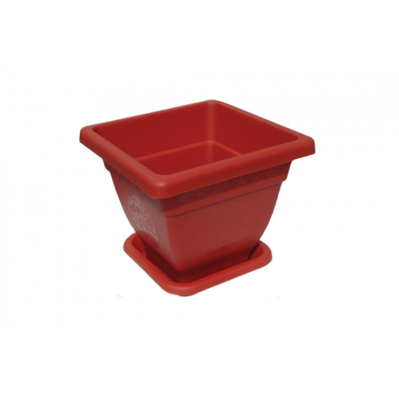 Горщик для квітів Консенсус Квадрат 39 см з підставкою №5 - Білий мармур