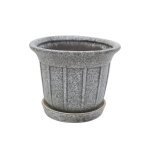 Набір горщиків КООП Ребрик 3 пр h-19/16/13 см Сірий Мармур 0093 - Зелений лісовий