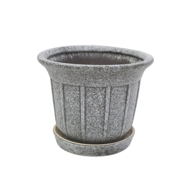 Набір горщиків КООП Ребрик 3 пр h-19/16/13 см Сірий Мармур 0093 - Латте