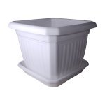 Горщик для квітів IL-PE Квадратний 20/17,5 см з підставкою  - Білий