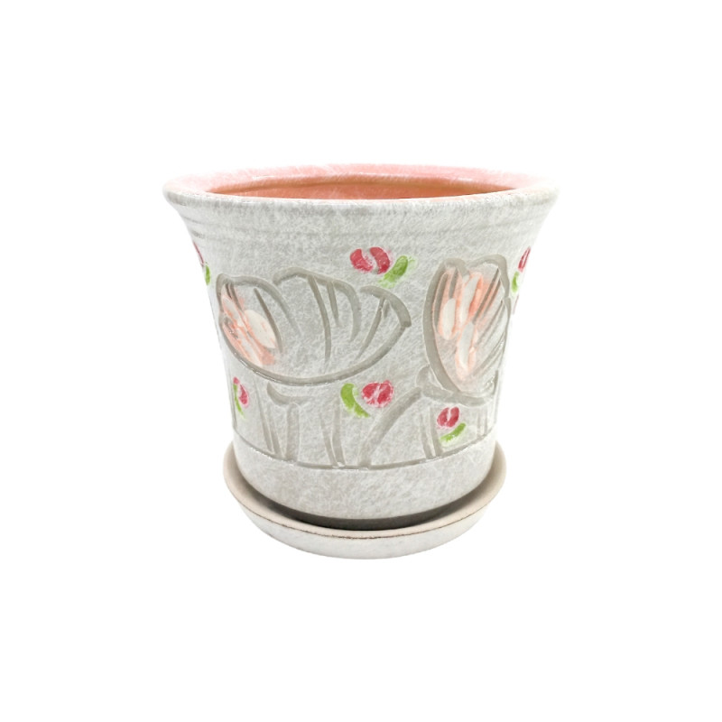 Горщик керамічний КООП Жасмин Мак Сірий 20 см 0084 - Морський