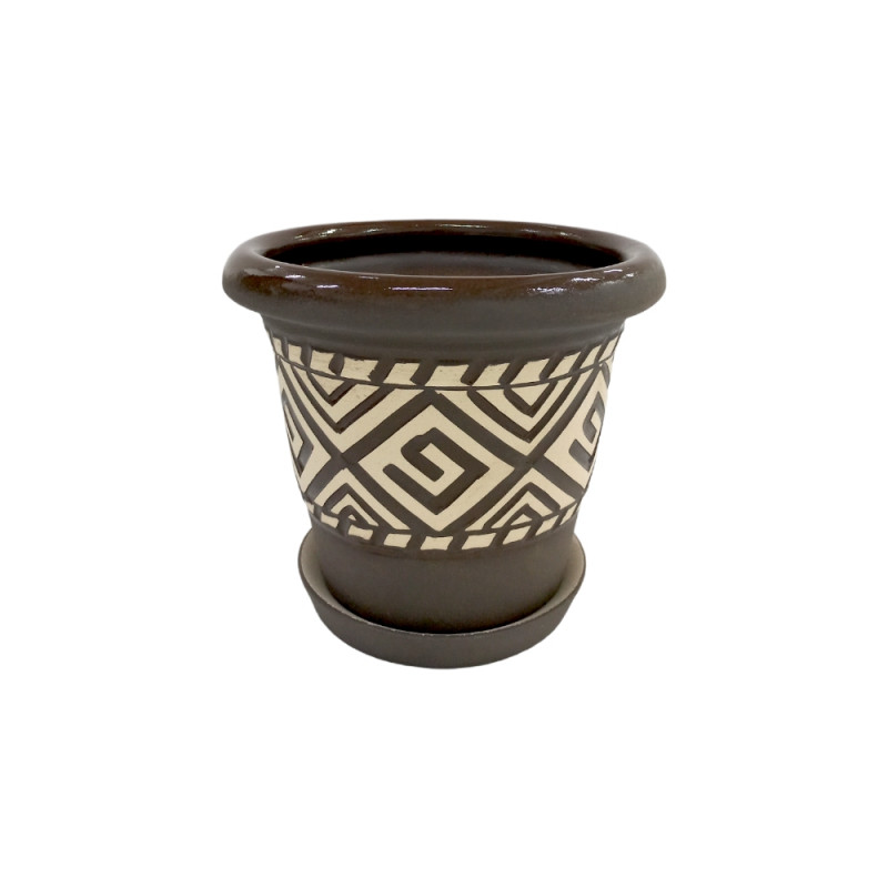 Горщик керамічний КООП Пальмовка Ромб Коричневий 11 см 0104 - Какао