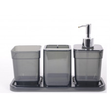 Набір аксесуарів для ванної 4 пр Eco Fabric Cube Прозорий Чорний TRL-2043-TB