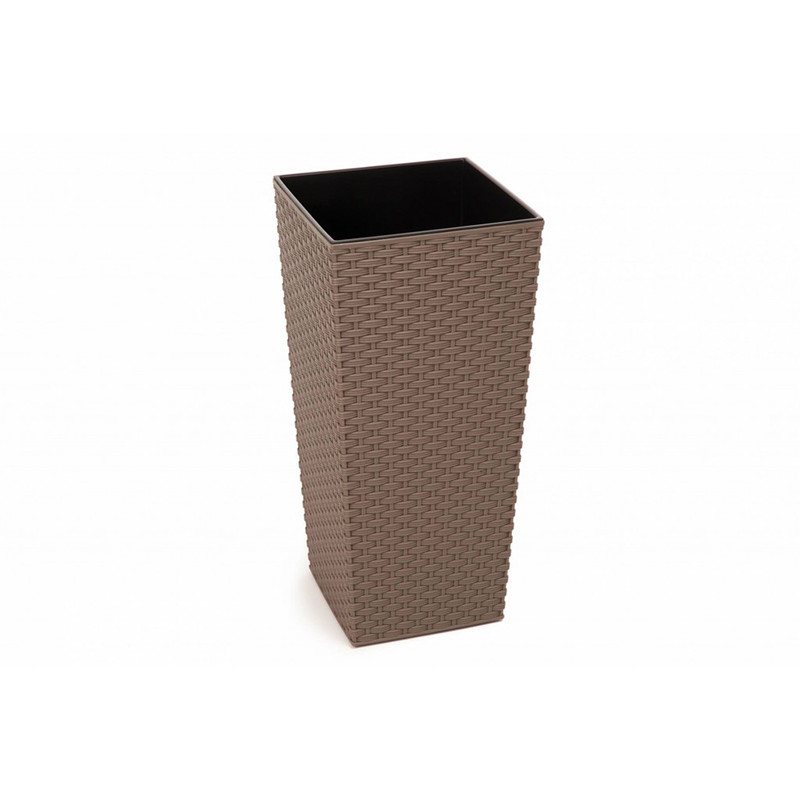 Горщик терасний Ламела Фінезія Ротанг 35 см з вкладом 576 - Графіт