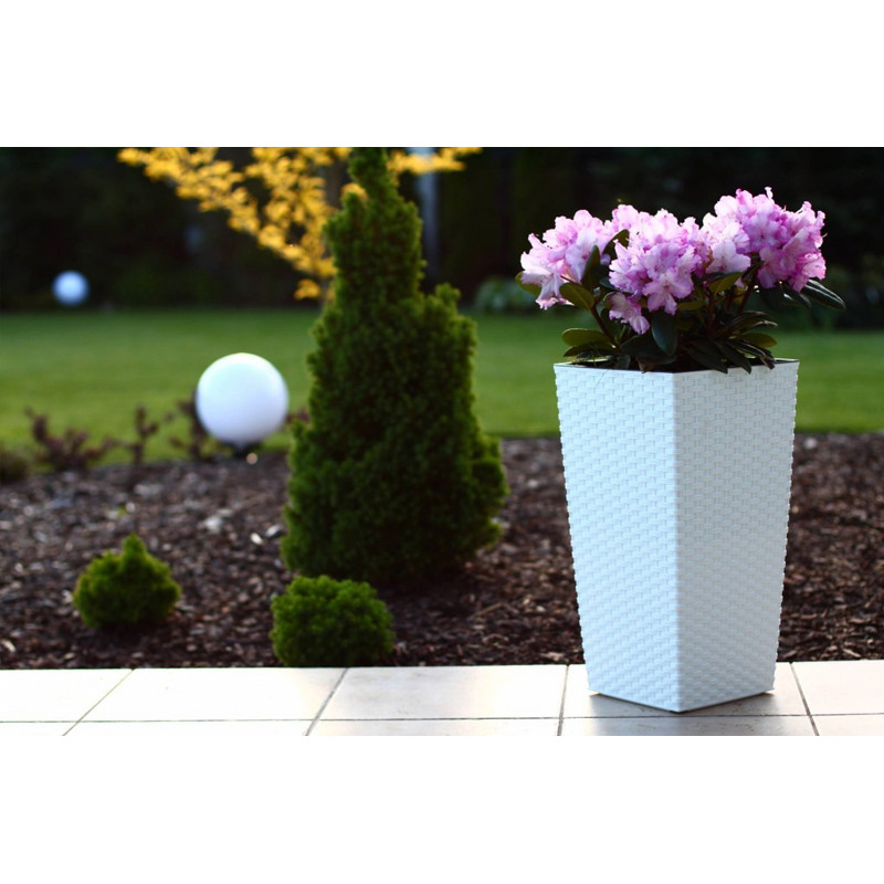 Горщик терасний Ламела Фінезія Ротанг 35 см з вкладом 576 - Рожевий Прозорий