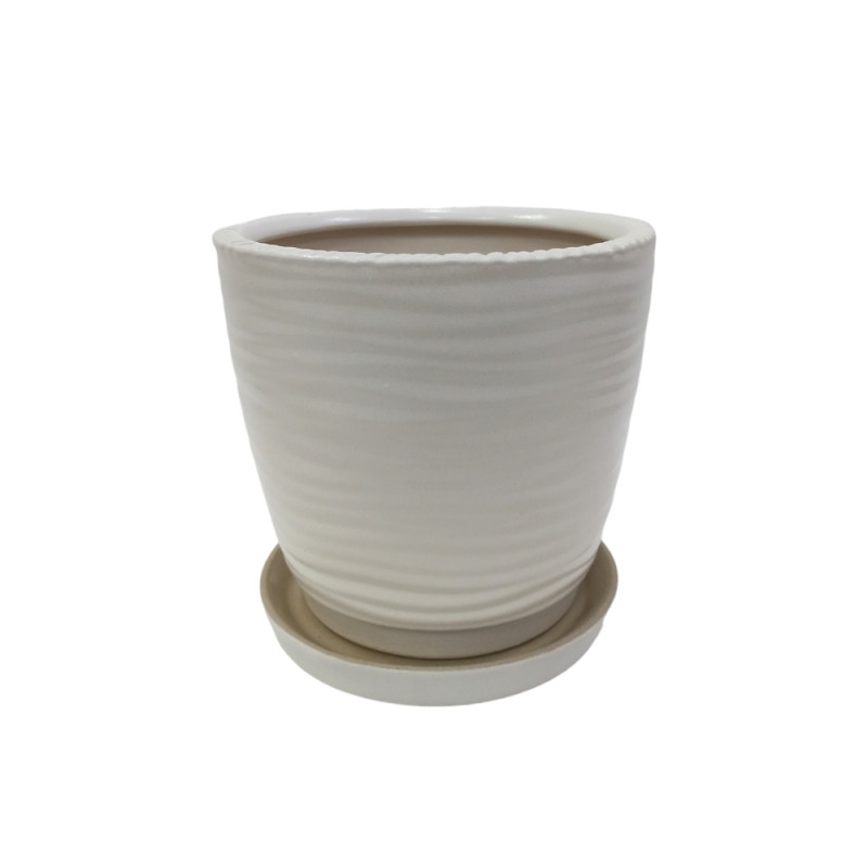 Набір горщиків КООП Сахара 6 пр h-21/18/16/14/12/10 см Долото Білий 0173 - Сірий