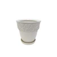 Набір горщиків КООП Канва 3 пр h-18/15/11 см Листок Арт Біий 0076