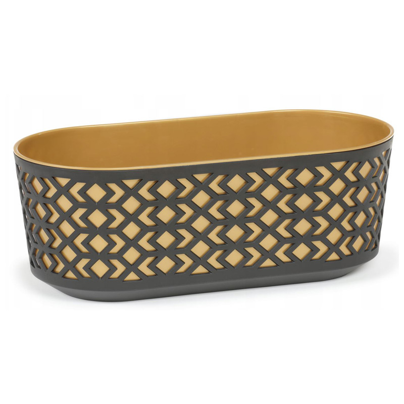 Горщик для квітів із вкладом Ламела Ацтек 60 см овальний 795 - Білий/М’ятний