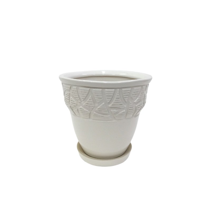 Набір горщиків КООП Канва 3 пр h-18/15/11 см Листок Арт Біий 0076 - Фісташковий