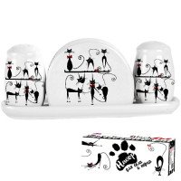 Набір для солі та перцю SNT з серветницею Чорна кішка 6912-12