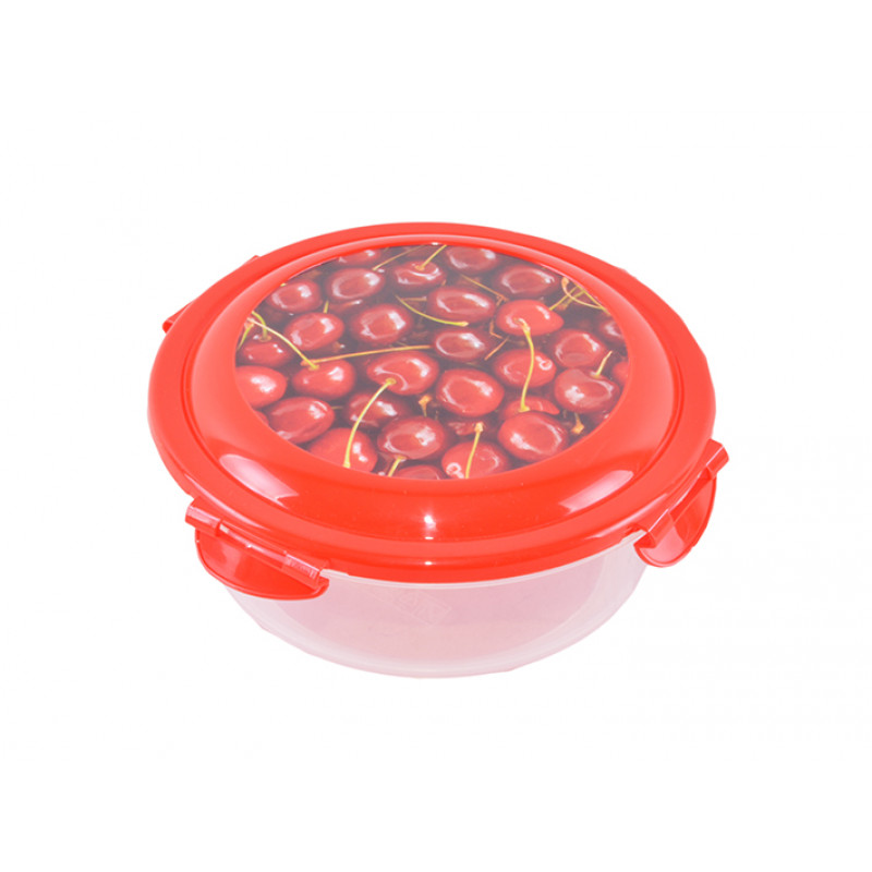 Контейнер Irak Plastik 0,7 л круглий із зажимами Декор SA-850 - Кобальт