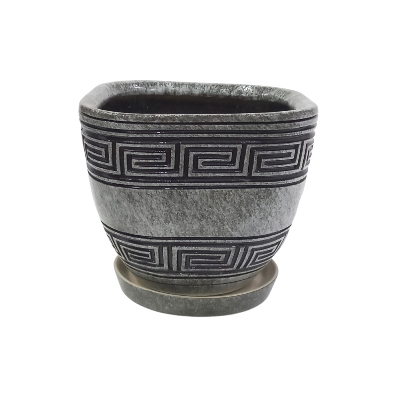 Набір горщиків КООП Сицилія 4 пр h-21/17/15/13 см Лабіринт Сірий 0001