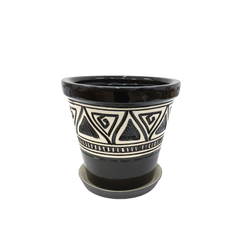 Набір горщиків КООП Туя 3 пр h-14/12/9 см Лабіринт Чорний 0068 - Баклажан