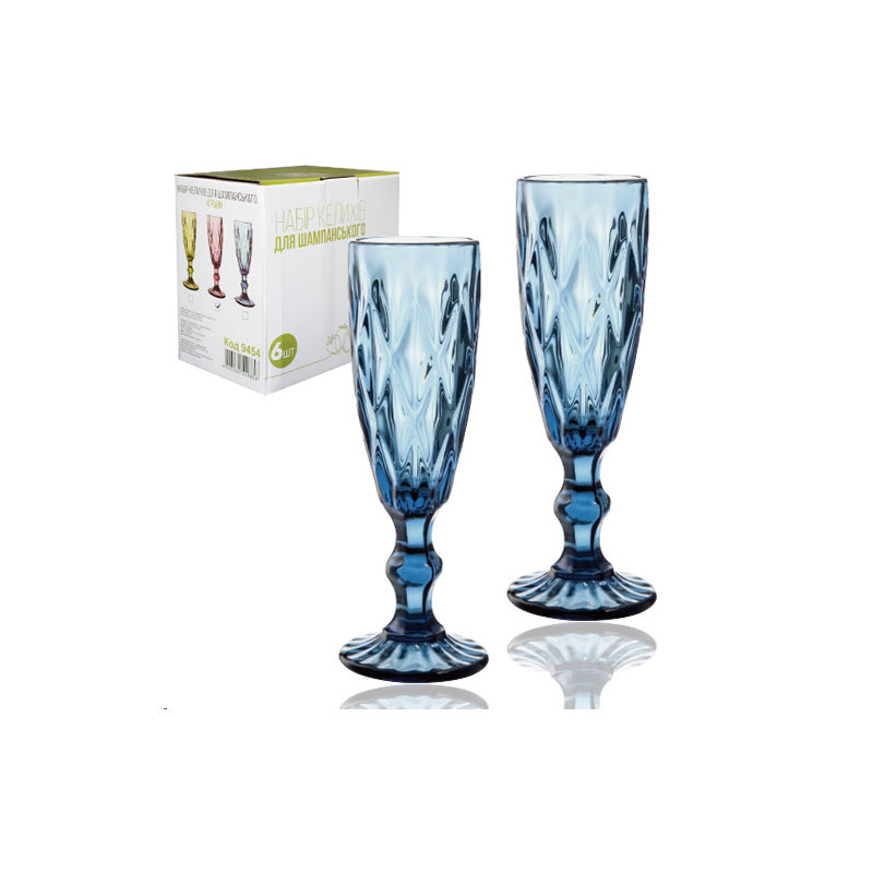 Набор бокалов для шампанского SNT 6 шт 200 мл Грани 9454