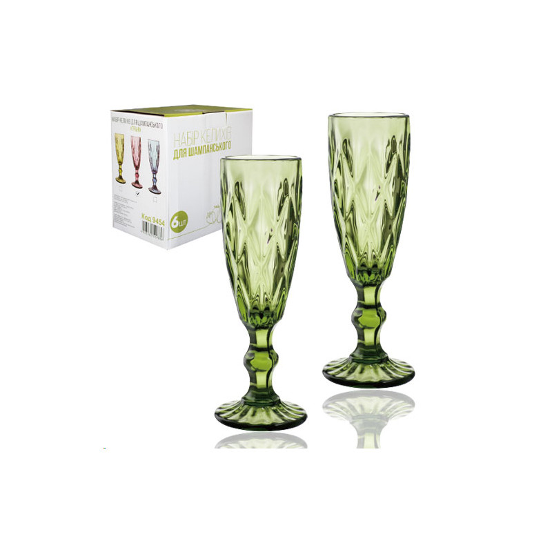 Набор бокалов для шампанского SNT 6 шт 200 мл Грани 9454