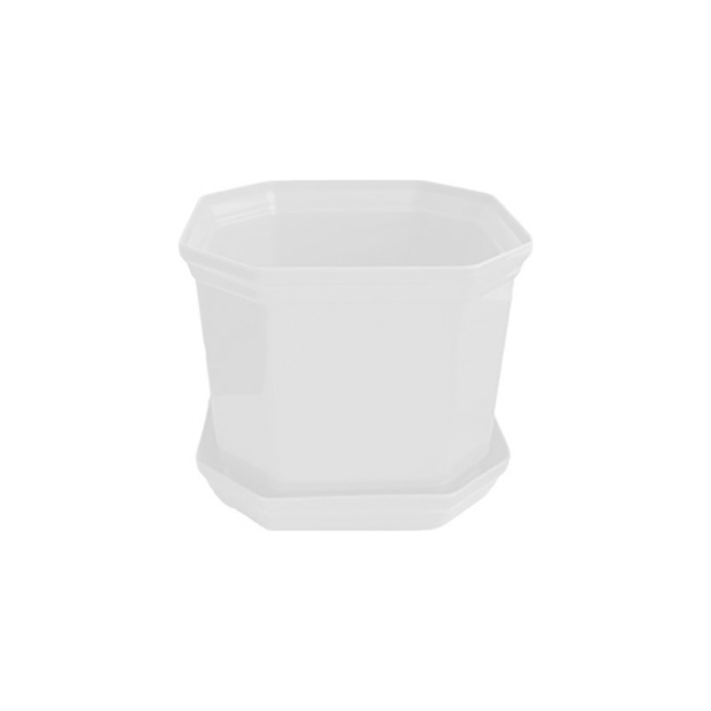 Горщик для квітів ММ-Пласт Дама 9 см з підставкою D10 - Білий