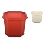 Горщик для квітів Консенсус Восьмигранний 12,5 см з підставкою  - Молочний