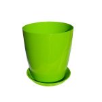 Горщик для квітів ММ-Пласт Амелі 26 см з підставкою Ame26 - Чорний/Золотистий