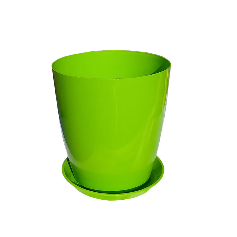 Горщик для квітів ММ-Пласт Амелі 26 см з підставкою Ame26 - Чорний/Золотистий