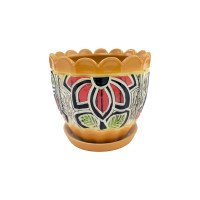 Горщик керамічний КООП Ромашка Квітка Помаранч 11 см 0098