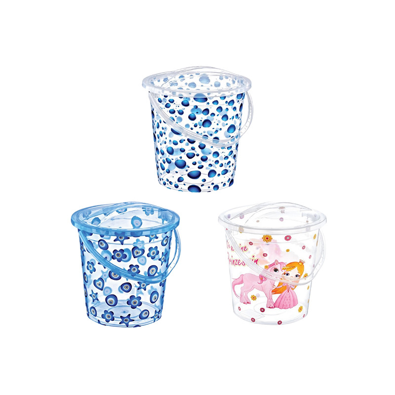 Відро з кришкою Irak Plastik Декор 14 л №4 прозоре SK-140 - Синій Прозорий