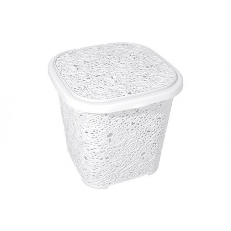 Кошик з кришкою R-plastic Мереживо 15 л - Кремовий