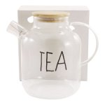 Чайник скляний Interos Декор 1000 мл з бамбуковою кришкою TP1800H - Теракотовий