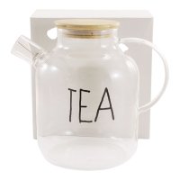 Чайник скляний Interos Декор 1000 мл з бамбуковою кришкою TP1800H