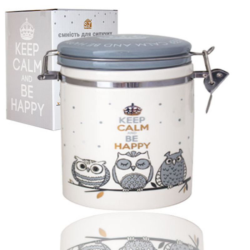 Ємність для сипучих SNT 0,5 л Совушки 630-18 - Сірий металік