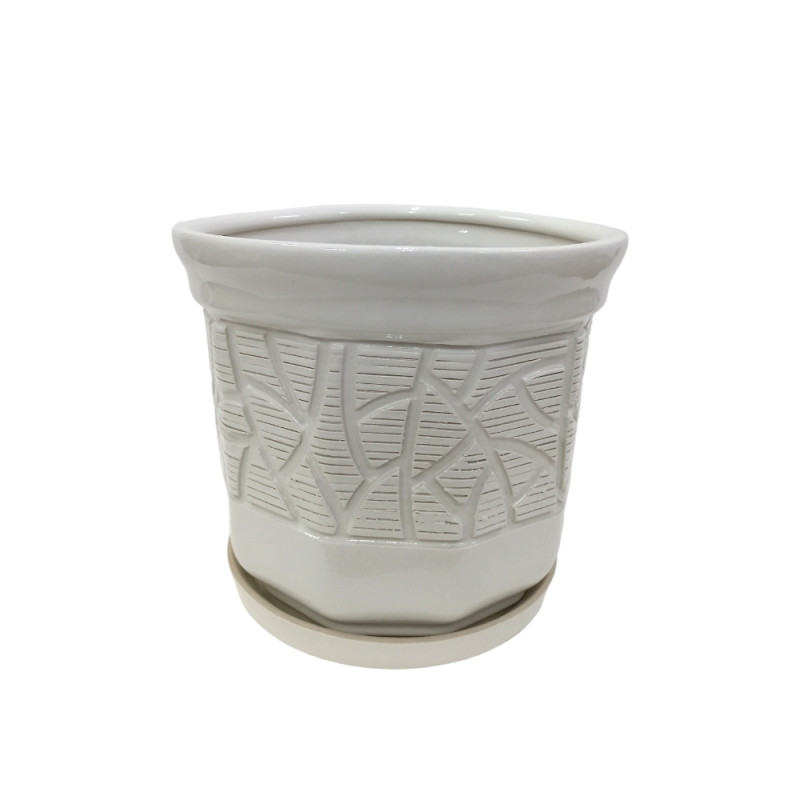 Набір горщиків КООП Кіто 4 пр h-22/17/12/9 см Листок Арт Білий 0078 - Фіолетовий