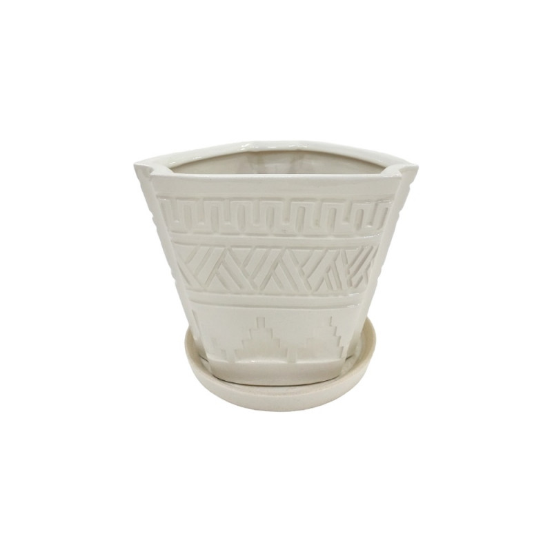 Горщик керамічний КООП Бермуди Греція Білий 16 см 0100 - Помаранчевий Прозорий