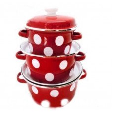 Набор кастрюль Idilia №764 Белый красный горох 39354