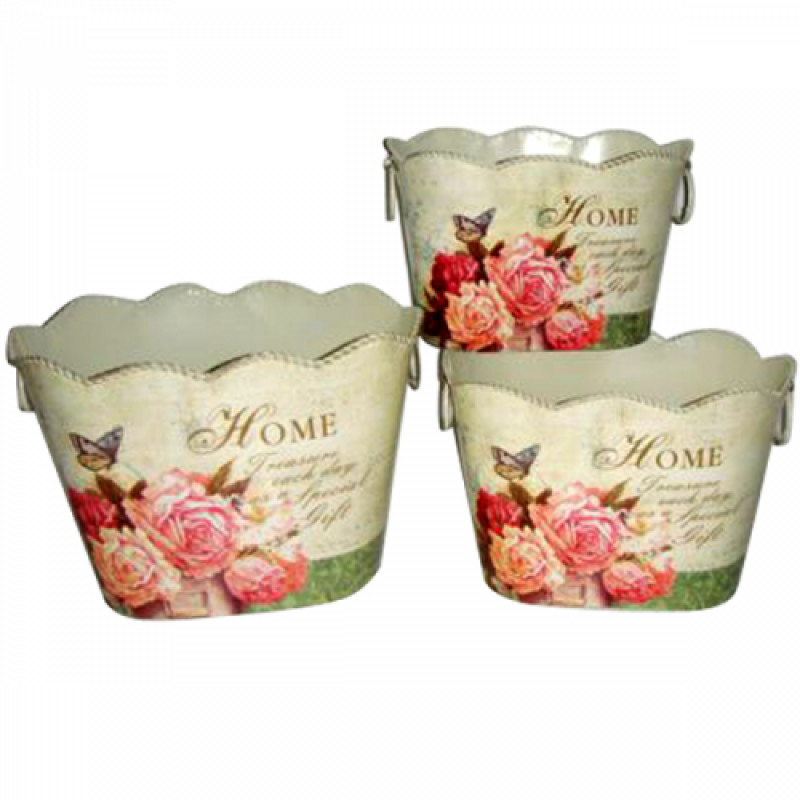 Кашпо металеве з кільцями Букет троянд 555-001-1 - Бузковий