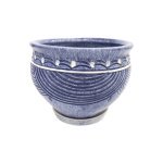 Горщик керамічний КООП Тоскана Півколо Синій Мармур 19 см 0080 - Гірчичний