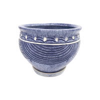 Горщик керамічний КООП Тоскана Півколо Синій Мармур 19 см 0080