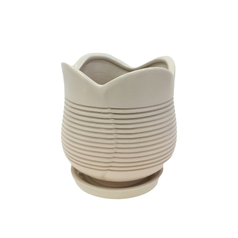 Набір горщиків КООП Крокус 3 пр h-20/14/10 см Ребро Кремовий 0081 - Mint