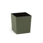 Горщик терасний Ламела Юка Ротанг ЕКО Wood 19 см з вкладом 826 - Чорний/Білий