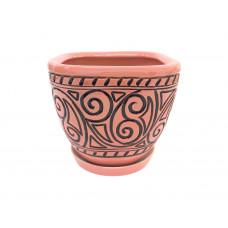 Горщик керамічний КООП Сицилія Завиток Графіт/Корал 21 см 0001