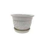 Набір горщиків КООП Коломбус 3 пр h-15/13/11 см Листок Арт Білий 0082 - Чорний мармур