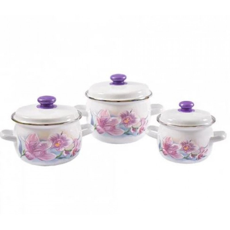 Набір каструль Idilia №928 Бузкова орхідея 40140 - Червоний