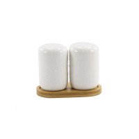 Сільничка+перечниця Interos на деревяній підставці A PJ02563