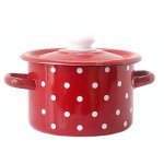 Каструля Idilia 2 л 1610/4 Полька червона 41828 - Білий мармур