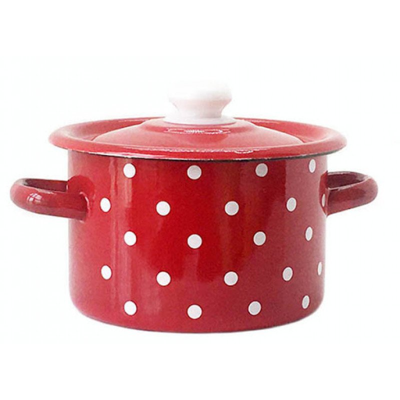 Каструля Idilia 2 л 1610/4 Полька червона 41828 - Білий мармур