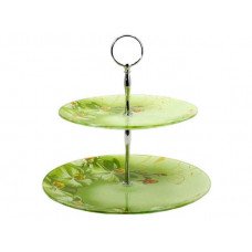 Фруктовница стеклянная Lumines 2-ярусная 8/10 Орхидея White S3000T/M2/R 021-2