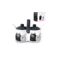 Банка для спецій SNT 0,3 л подвійна з 2 ложками Мурчики 6023-19