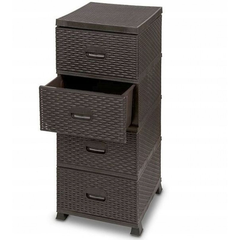 Комод на 4 шухляди Консенсус Ротанг - Коричневий