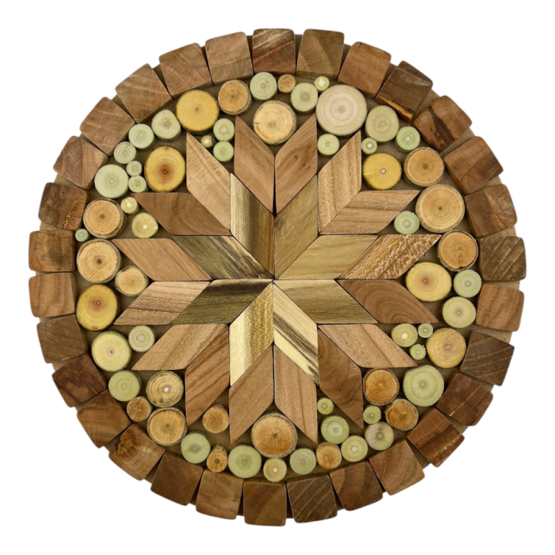 Підставка під гаряче КС14 Кругла 20 см Декор Мікс - Чорний мармур